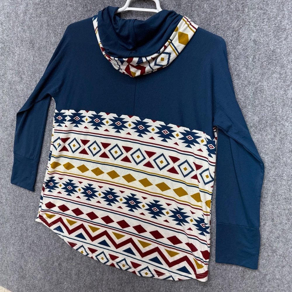 Lularoe Amber hooded shirt‎ top women's size XL aztec mid western design - Picture 12 of 14